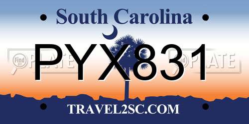 PYX831 South Carolina License Plate