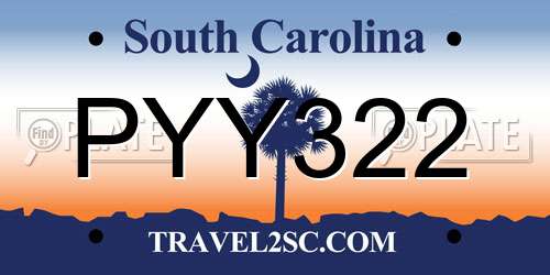 PYY322 South Carolina License Plate