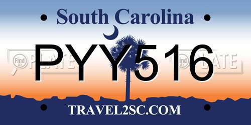 PYY516 South Carolina License Plate
