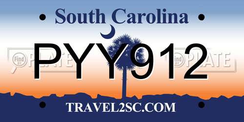 PYY912 South Carolina License Plate