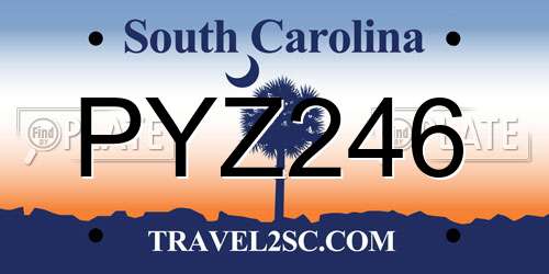 PYZ246 South Carolina License Plate