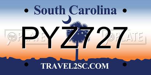PYZ727 South Carolina License Plate