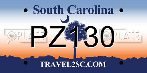 PZ130 South Carolina License Plate