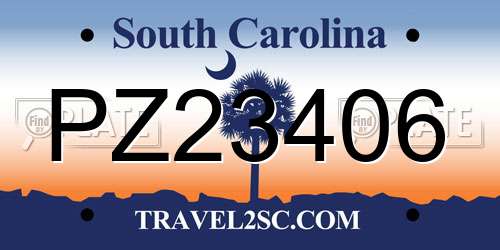 PZ23406 South Carolina License Plate