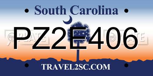 PZ2E406 South Carolina License Plate