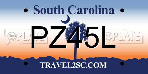 PZ45L South Carolina License Plate