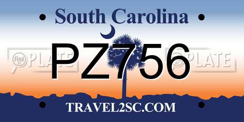 PZ756 South Carolina License Plate