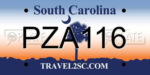 PZA116 South Carolina License Plate