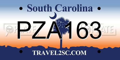 PZA163 South Carolina License Plate