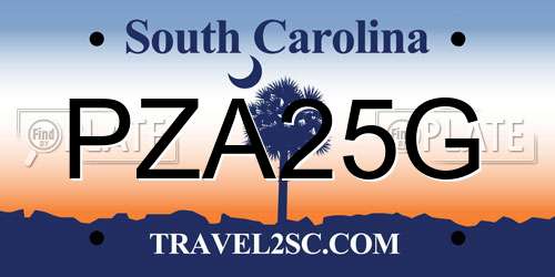 PZA25G South Carolina License Plate