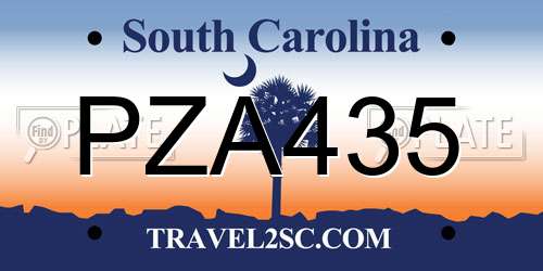 PZA435 South Carolina License Plate