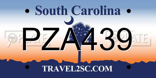 PZA439 South Carolina License Plate