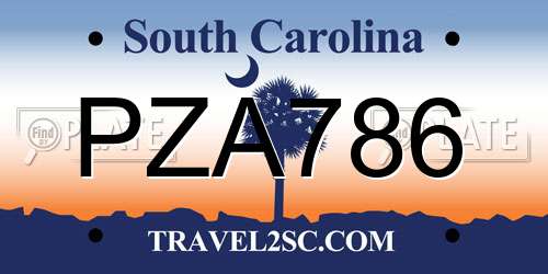 PZA786 South Carolina License Plate