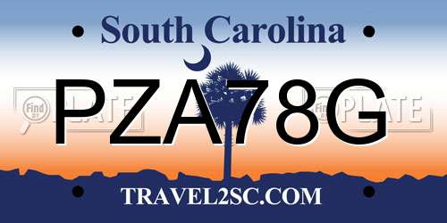 PZA78G South Carolina License Plate