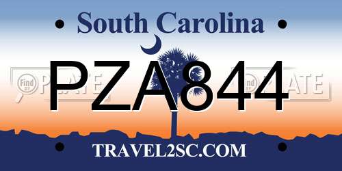 PZA844 South Carolina License Plate