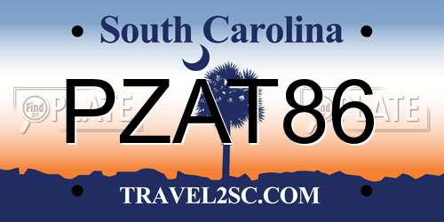 PZAT86 South Carolina License Plate