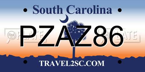 PZAZ86 South Carolina License Plate