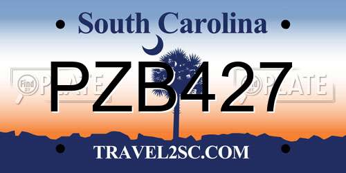PZB427 South Carolina License Plate
