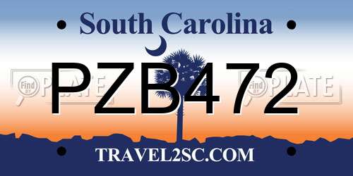 PZB472 South Carolina License Plate