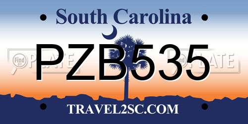 PZB535 South Carolina License Plate