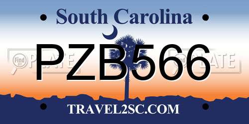 PZB566 South Carolina License Plate