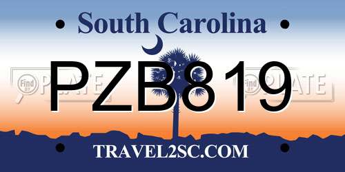 PZB819 South Carolina License Plate