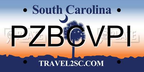 PZBCVPI South Carolina License Plate