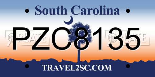 PZC8135 South Carolina License Plate