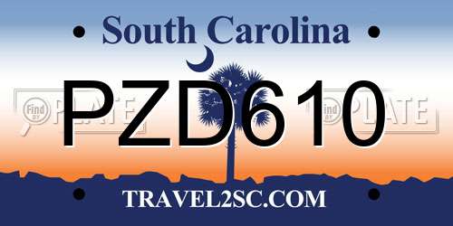PZD610 South Carolina License Plate