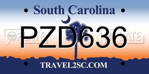 PZD636 South Carolina License Plate