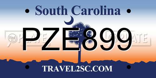 PZE899 South Carolina License Plate