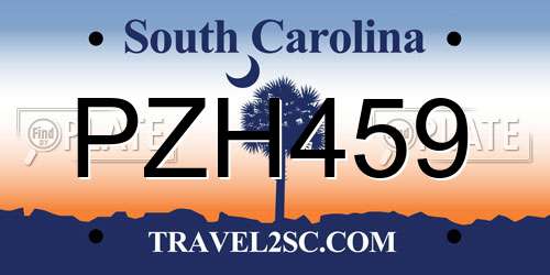 PZH459 South Carolina License Plate