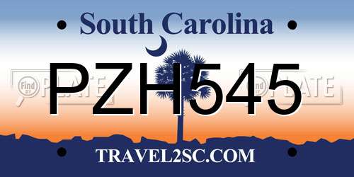 PZH545 South Carolina License Plate