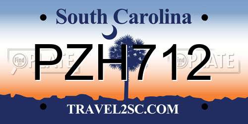 PZH712 South Carolina License Plate
