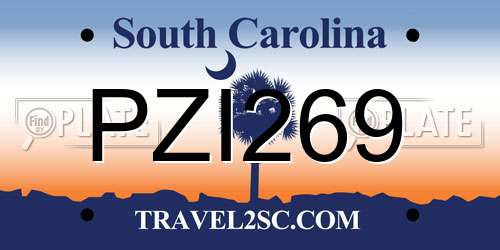 PZI269 South Carolina License Plate