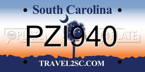 PZI940 South Carolina License Plate