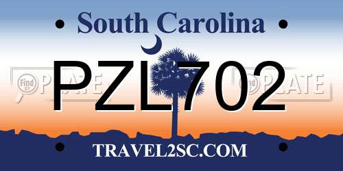 PZL702 South Carolina License Plate