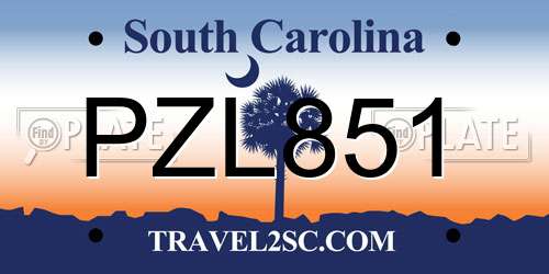PZL851 South Carolina License Plate