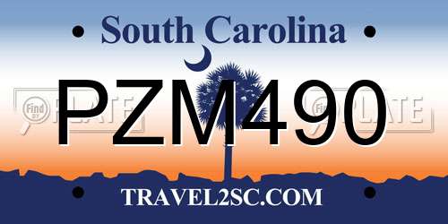 PZM490 South Carolina License Plate