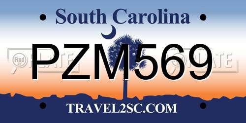 PZM569 South Carolina License Plate