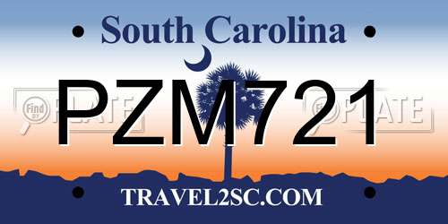 PZM721 South Carolina License Plate