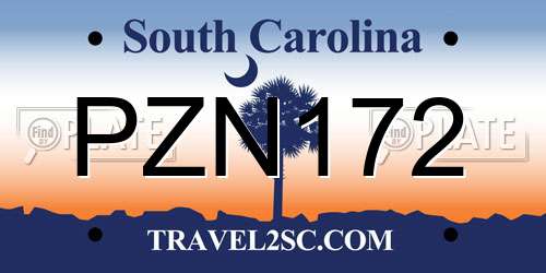 PZN172 South Carolina License Plate