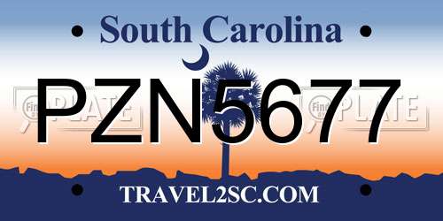 PZN5677 South Carolina License Plate