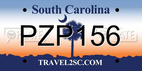 PZP156 South Carolina License Plate