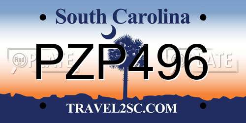 PZP496 South Carolina License Plate