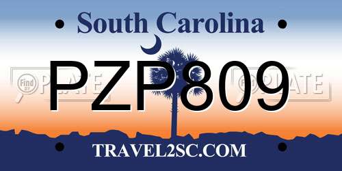 PZP809 South Carolina License Plate