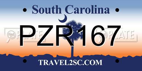 PZR167 South Carolina License Plate