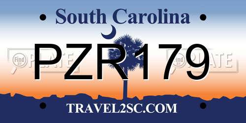 PZR179 South Carolina License Plate