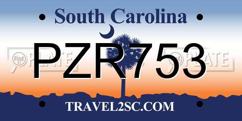 PZR753 South Carolina License Plate