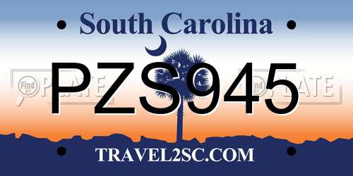 PZS945 South Carolina License Plate